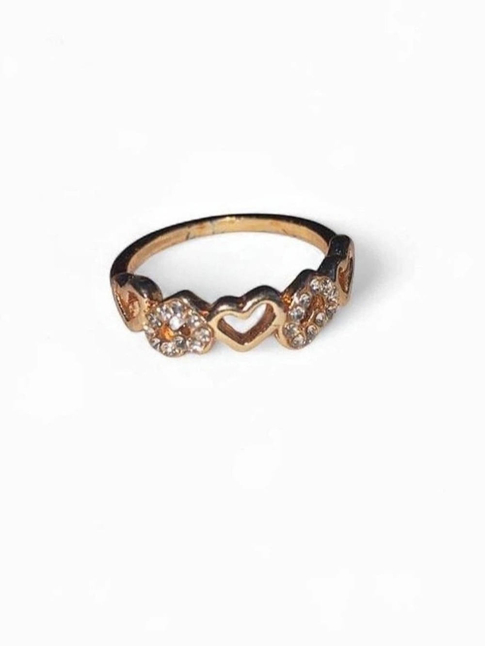 Gold Heart Rhinestone Ring